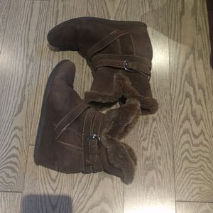 Geox Dark Brown Ankle Boots with Fur Trim